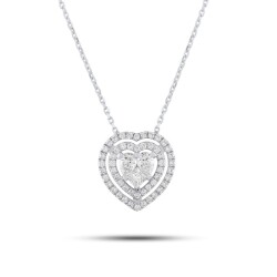 0,85 Karat Pırlanta Fantezi Kalp Kolye - 2