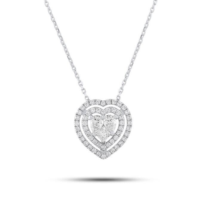 0,85 Karat Pırlanta Fantezi Kalp Kolye - 2