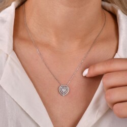 0,85 Karat Pırlanta Fantezi Kalp Kolye - 3