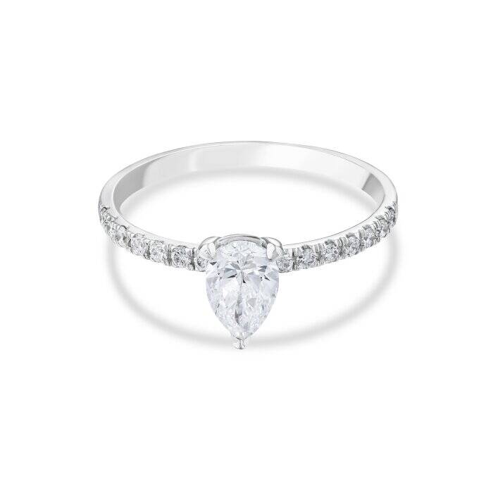 0,87 Karat Pırlanta Damla Tektaş Yüzük - 2