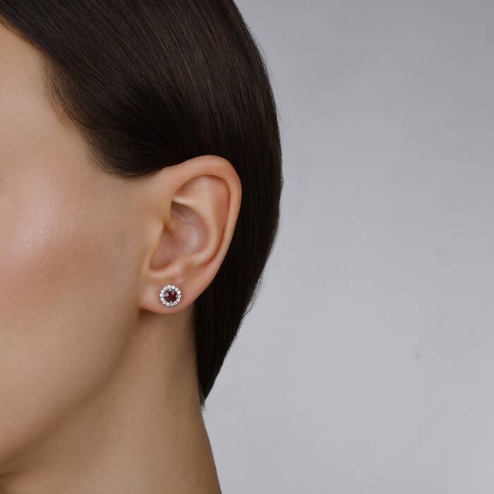 0,88 Karat Pırlanta Yakut Küpe - 3