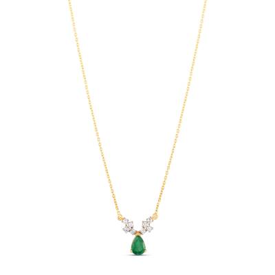 0,88 Karat Pırlantalı Damla Zümrüt Kolye - 1