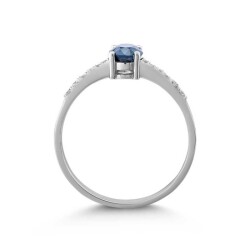 0,90 Karat Pırlanta Safir Yüzük - 3