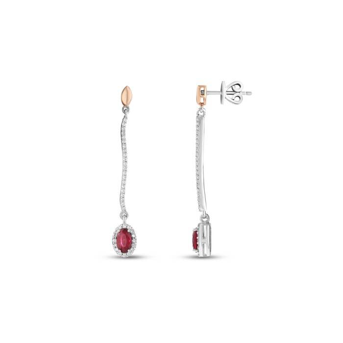 0,91 Karat Pırlanta Yakut Küpe - 1