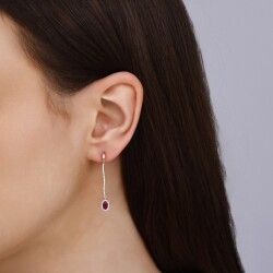 0,91 Karat Pırlanta Yakut Küpe - 3