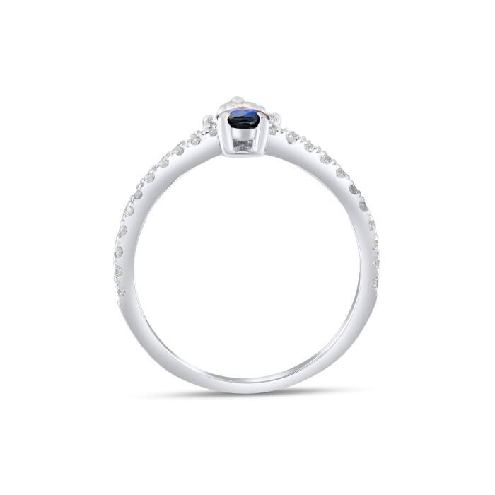 0,91 Karat Pırlanta Damla Safir Yüzük - 3