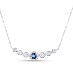 0,91 Karat Pırlantalı Safir Kolye - 2