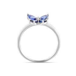 0,92 Karat Pırlanta Safir Kelebek Yüzük - 3