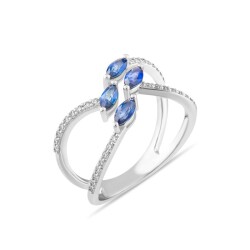 0,92 Karat Pırlanta Safir Yüzük - 2