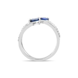 0,92 Karat Pırlanta Safir Yüzük - 3