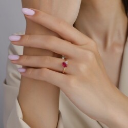 0,93 Karat Pırlanta Yakut Yüzük - 3