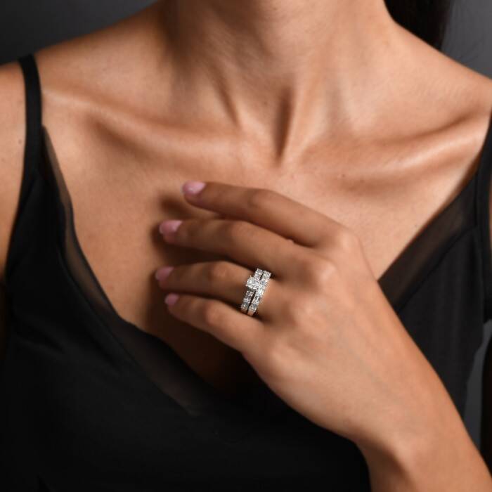 0,97 Karat Pırlanta Baget Invisible Twins Yüzük - 1