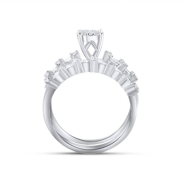 0,97 Karat Pırlanta Baget Invisible Twins Yüzük - 3