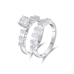 0,97 Karat Pırlanta Baget Invisible Twins Yüzük - 4