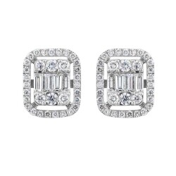 0,99 Karat Pırlanta Baget Küpe - 2