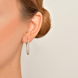 0,99 Karat Pırlanta Halka Küpe - 2