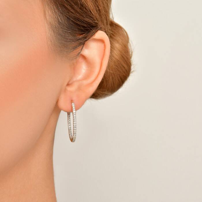 0,99 Karat Pırlanta Halka Küpe - 2