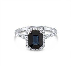 0,99 Karat Pırlanta Safir Yüzük - 