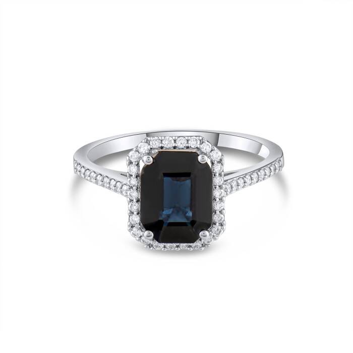 0,99 Karat Pırlanta Safir Yüzük - 1