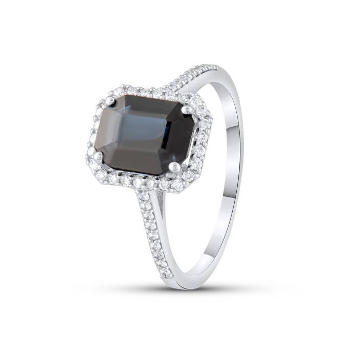 0,99 Karat Pırlanta Safir Yüzük - 2