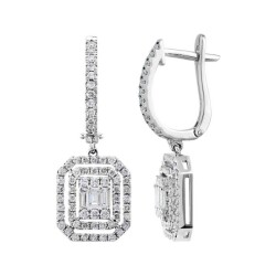 1,00 Karat Pırlanta Baget Küpe - 