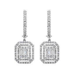 1,00 Karat Pırlanta Baget Küpe - 2