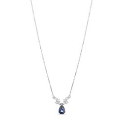 1,00 Karat Pırlantalı Safir Kolye - 2