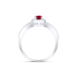 1,00 Karat Pırlanta Oval Yakut Yüzük - 3