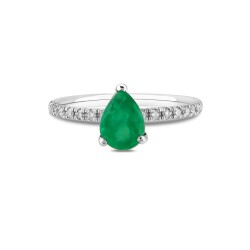1,03 Karat Pırlanta Damla Zümrüt Yüzük - 