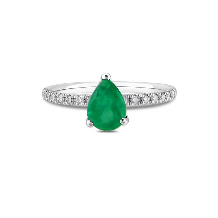 1,03 Karat Pırlanta Damla Zümrüt Yüzük - 1