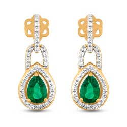 1,06 Karat Pırlantalı Zümrüt Küpe - 2