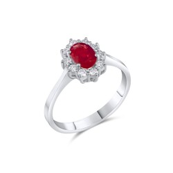 1,08 Karat Pırlanta Oval Yakut Yüzük - 2