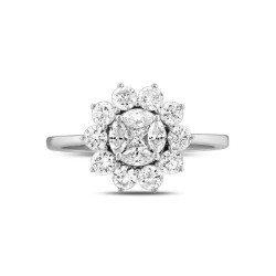 1,11 Karat Pırlanta Papatya Yüzük - 