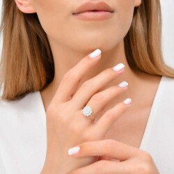 1,11 Karat Pırlanta Papatya Yüzük - 4