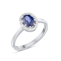 1,11 Karat Pırlanta Oval Safir Yüzük - 2