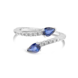 1,13 Karat Pırlanta Damla Safir Yüzük - 