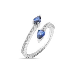 1,13 Karat Pırlanta Damla Safir Yüzük - 2