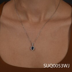 1,15 Karat Pırlantalı Safir Kolye - 3