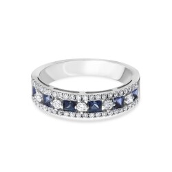 1,18 Karat Pırlanta Safir Yüzük - 