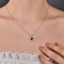 1,20 Karat Pırlantalı Safir Kolye - 2