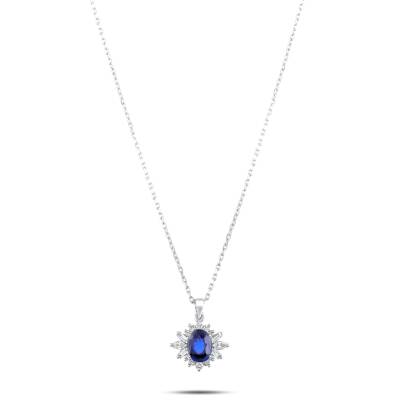 1,20 Karat Pırlantalı Safir Kolye - 2