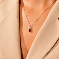 1,21 Karat Pırlantalı Yakut Kolye - 2