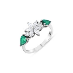 1,26 Karat Pırlanta Zümrüt Yüzük - 2