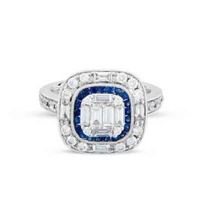 1,35 Karat Pırlantalı Safir Yüzük - 1