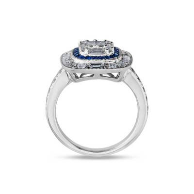 1,35 Karat Pırlantalı Safir Yüzük - 2