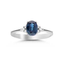 1,36 Karat Pırlanta Safir Yüzük - 