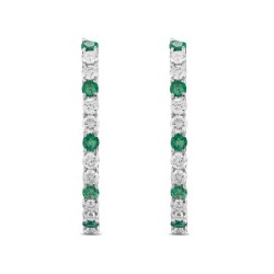 1,41 Karat Pırlantalı Zümrüt Halka Küpe - 2