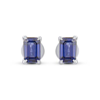 1,44 Karat Baget Kesim Safir Küpe - 2
