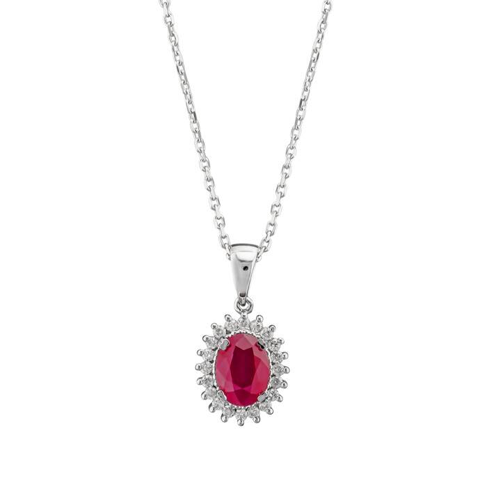 1,46 Karat Pırlanta Yakut Kolye - 1