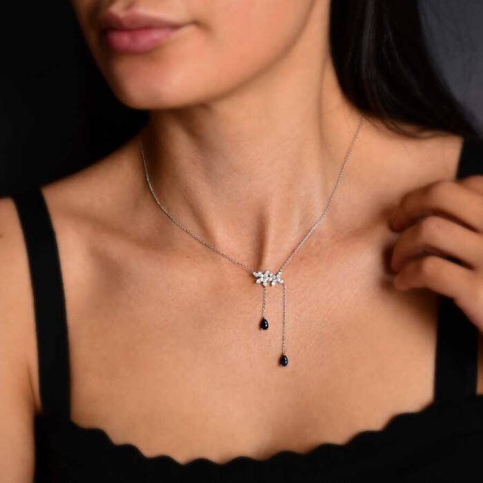 1,49 Karat Pırlanta Safir Kolye - 4